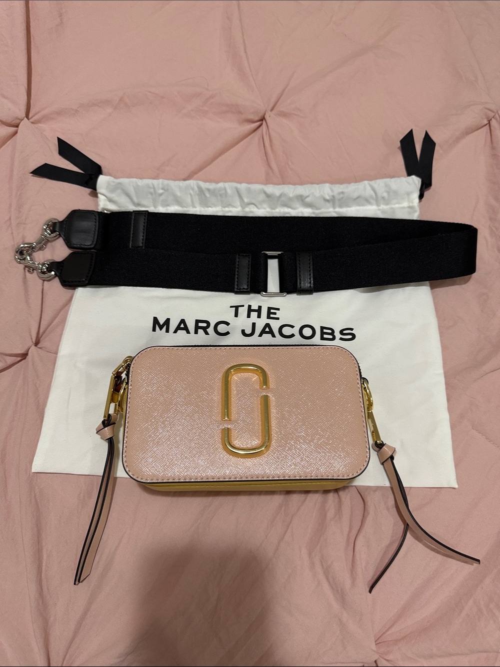 Marc Jacobs Blush Pink Snapshot Camera Bag with Gold Logo